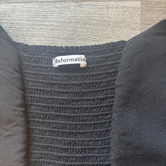 Reformation Black Top Blouse Puff 3/4 Length Sleeve size 2 - Picture 3 of 9